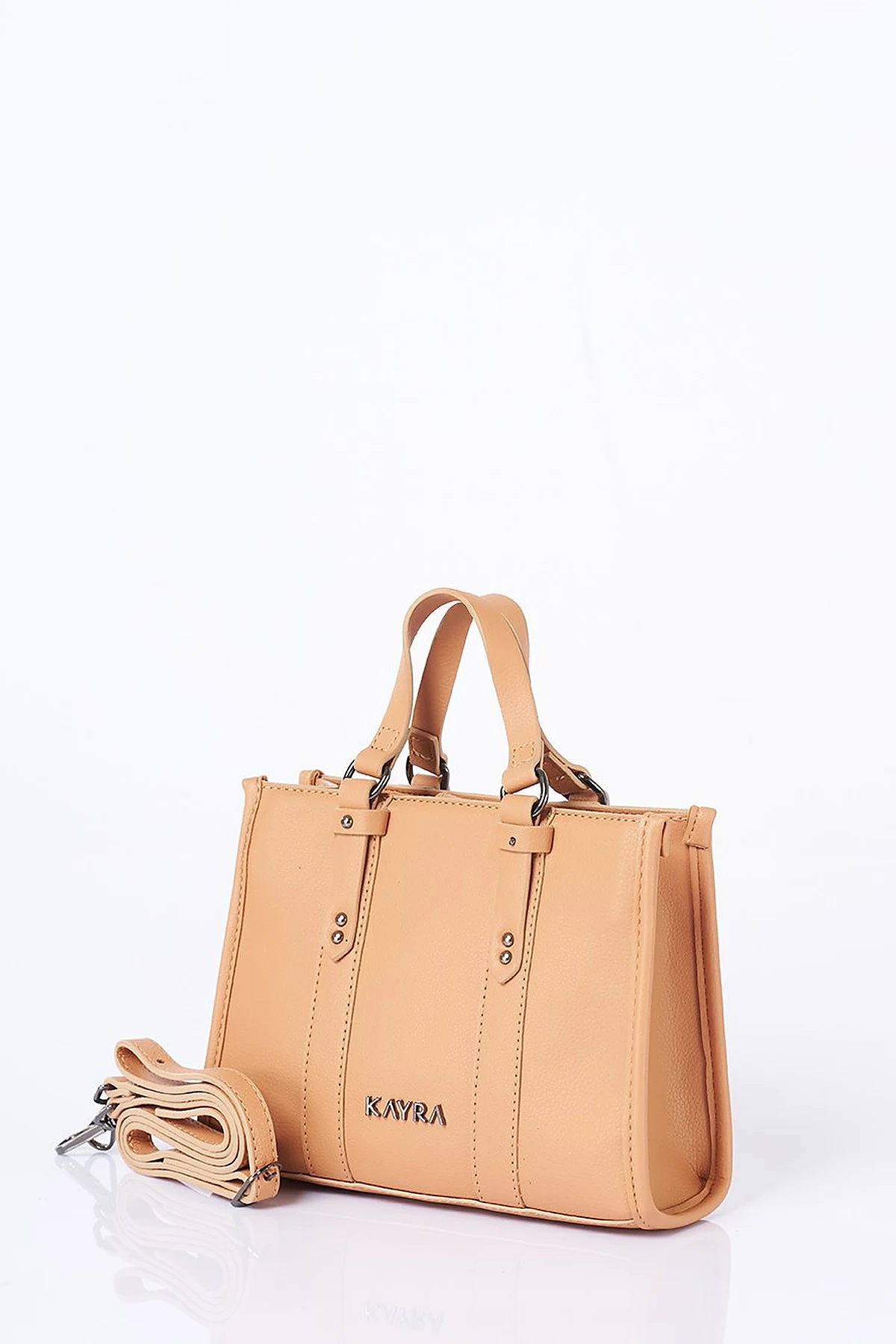 Shoulder Strap Snap Closure Faux Leather Tote Bag Camel
