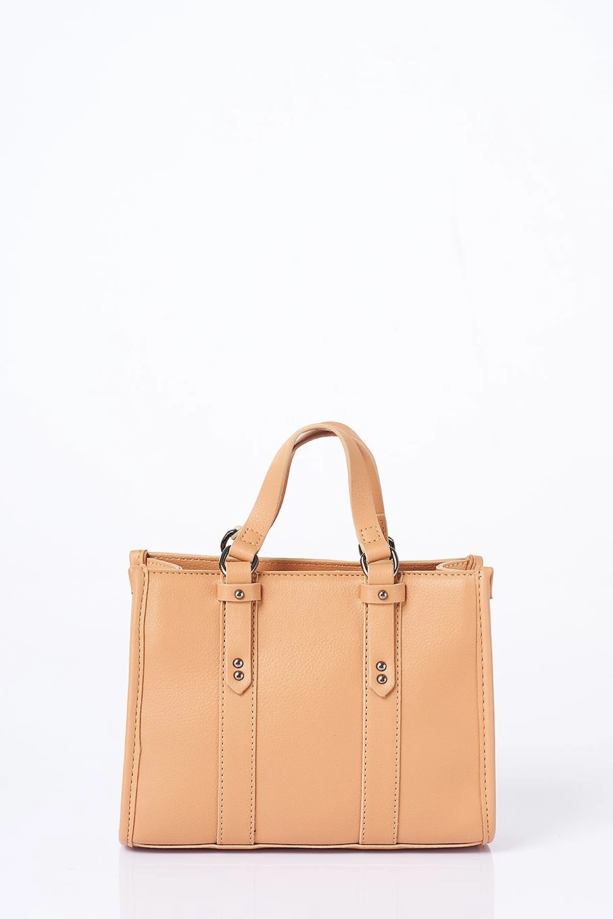 Shoulder Strap Snap Closure Faux Leather Tote Bag Camel