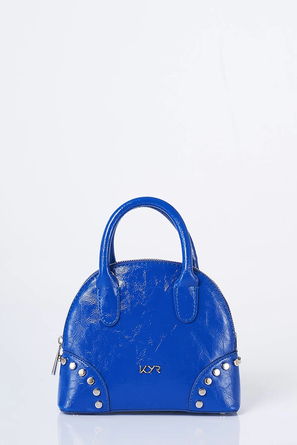 Stud Detailed Mini Faux Leather Handbag Cobalt
