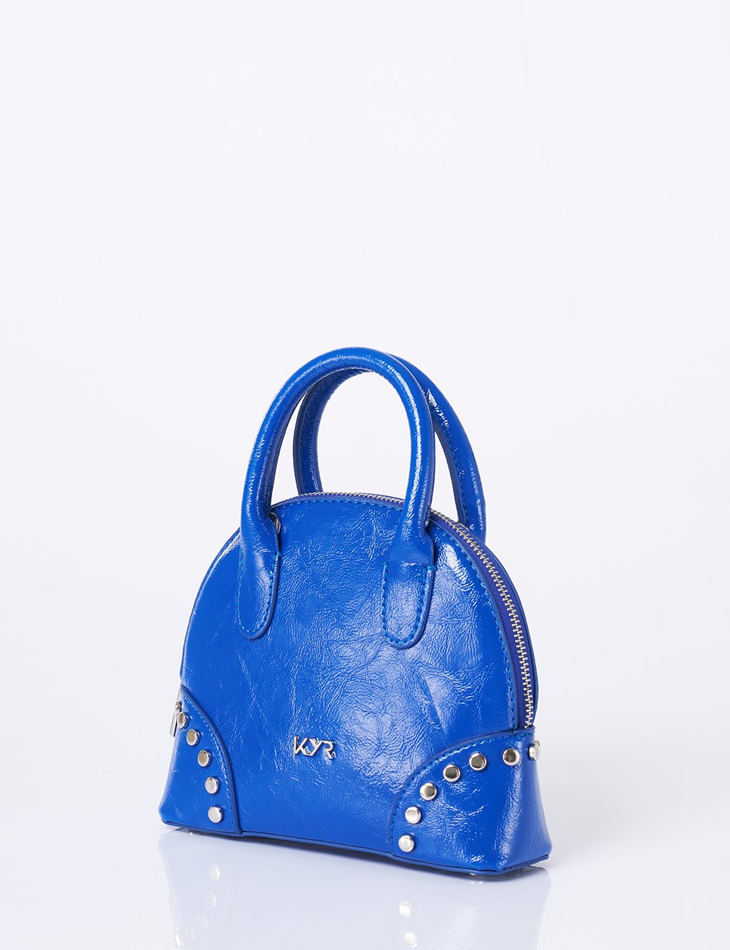 Stud Detailed Mini Faux Leather Handbag Cobalt