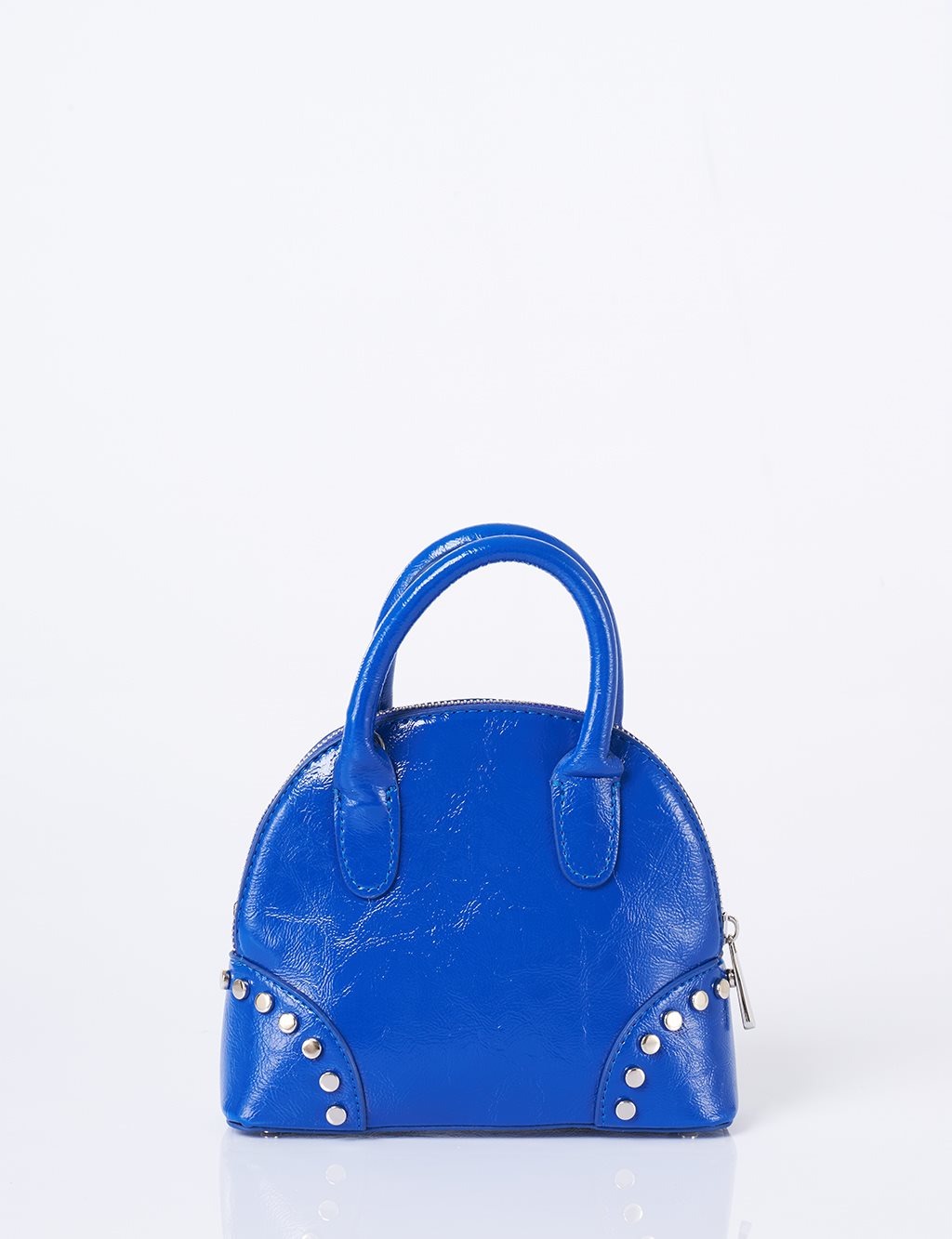 Stud Detailed Mini Faux Leather Handbag Cobalt