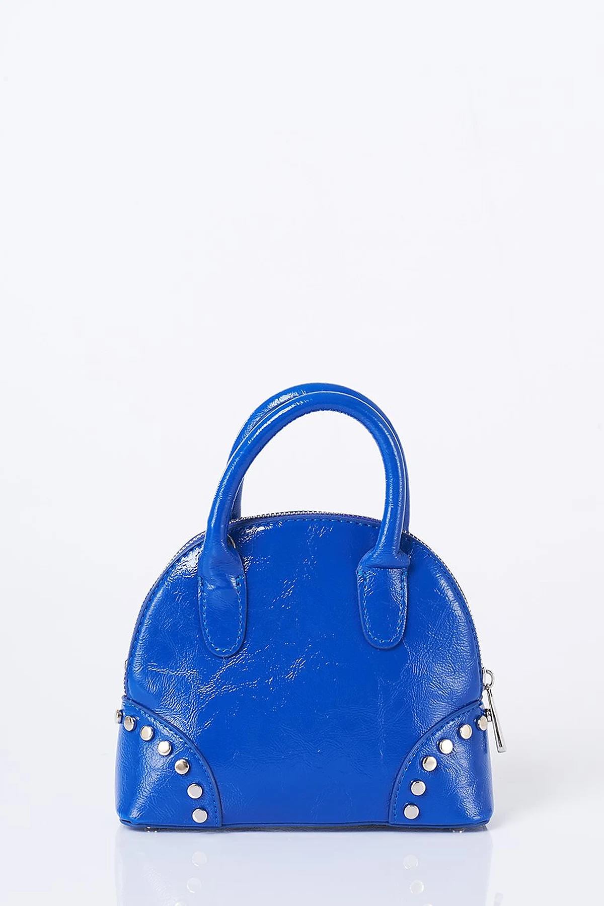 Stud Detailed Mini Faux Leather Handbag Cobalt