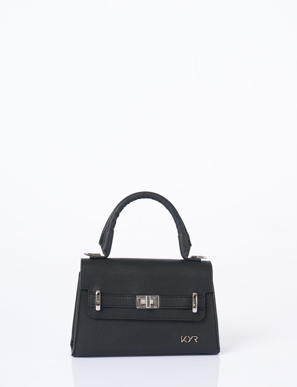Flap Mini Faux Leather Handbag Black