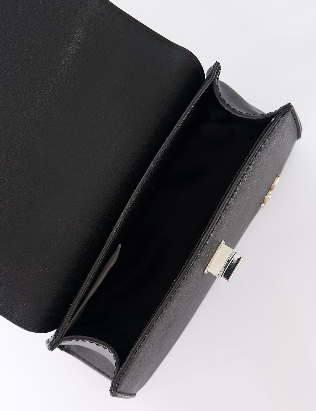 Flap Mini Faux Leather Handbag Black