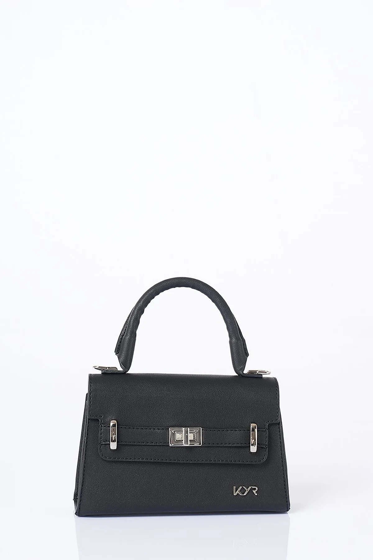 Flap Mini Faux Leather Handbag Black