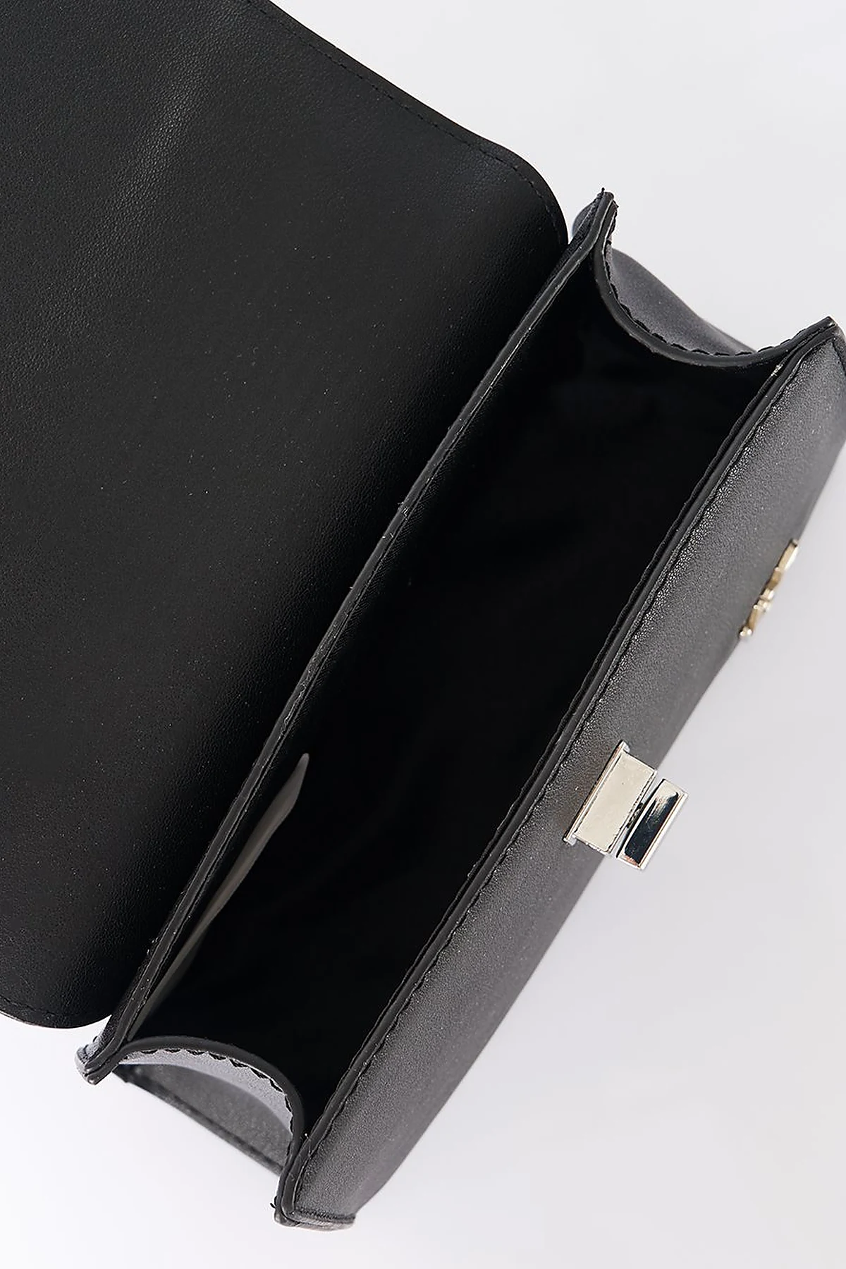 Flap Mini Faux Leather Handbag Black