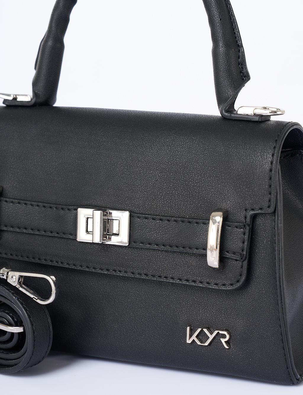 Flap Mini Faux Leather Handbag Black