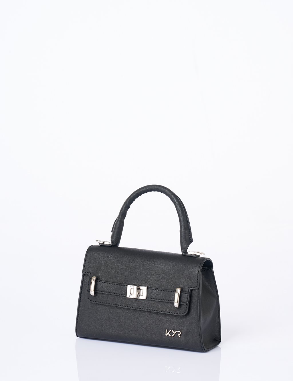 Flap Mini Faux Leather Handbag Black