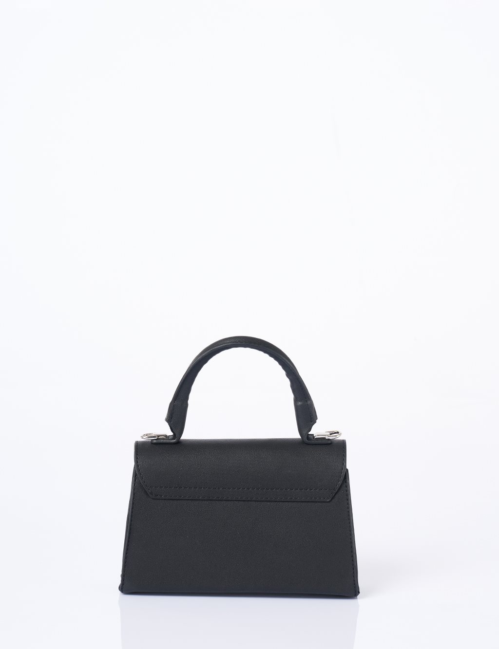 Flap Mini Faux Leather Handbag Black