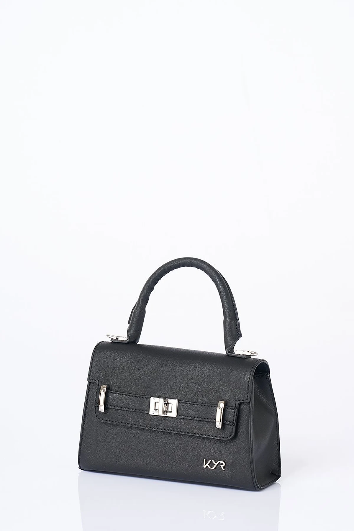 Flap Mini Faux Leather Handbag Black