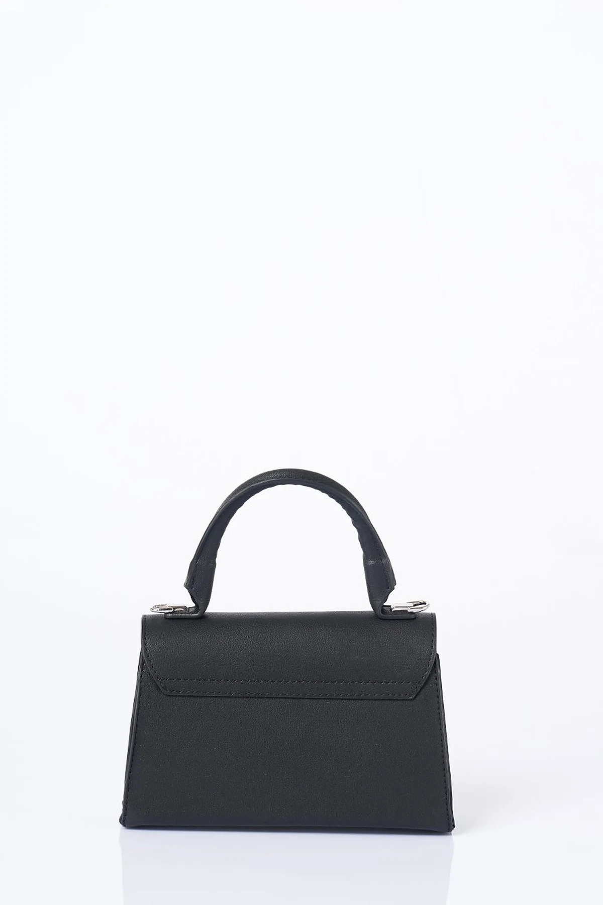 Flap Mini Faux Leather Handbag Black