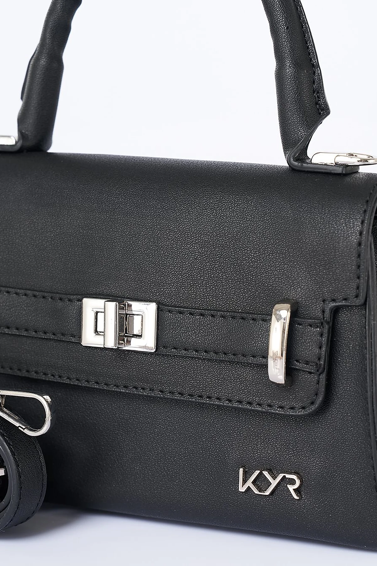 Flap Mini Faux Leather Handbag Black