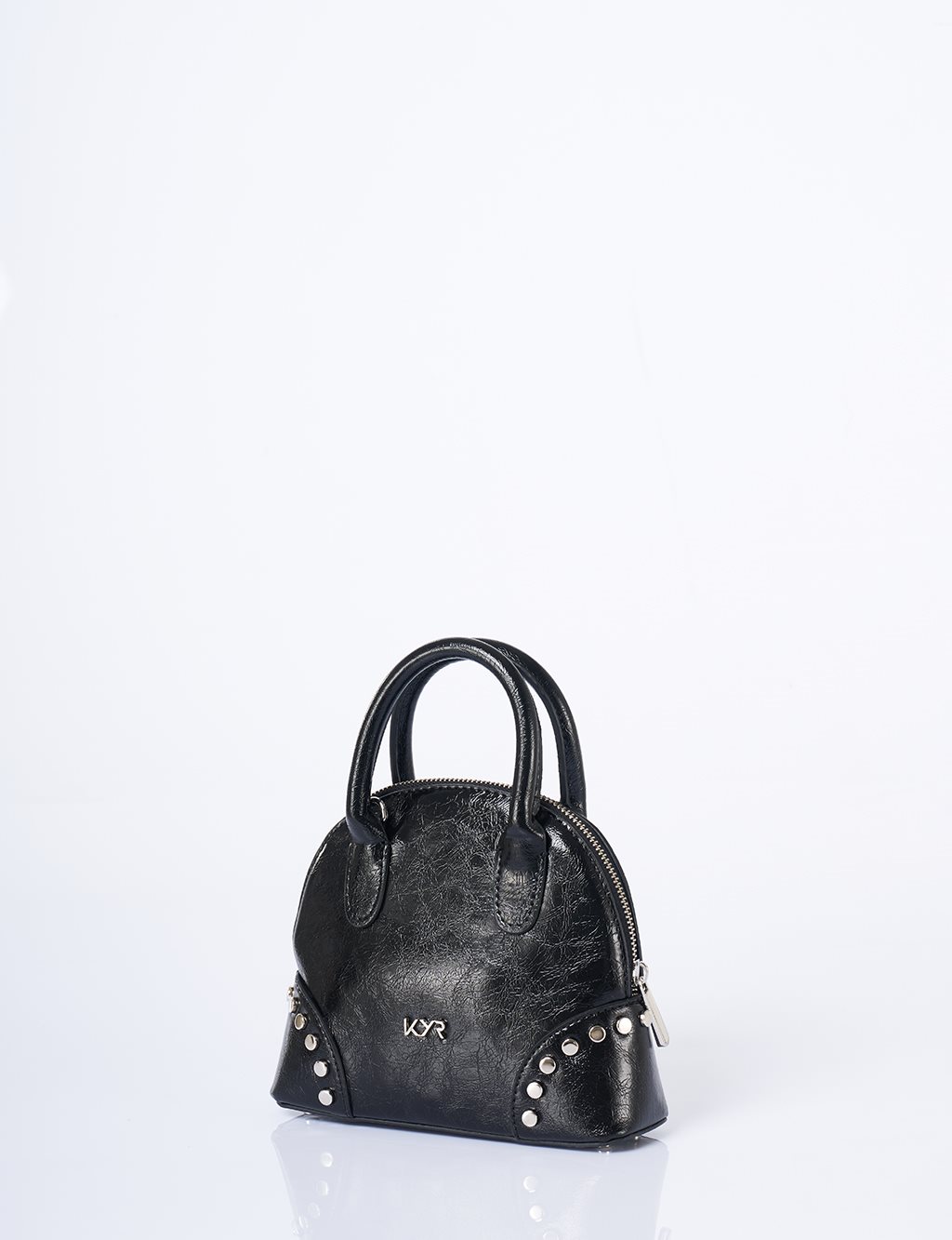 Stud Detailed Mini Faux Leather Handbag Black