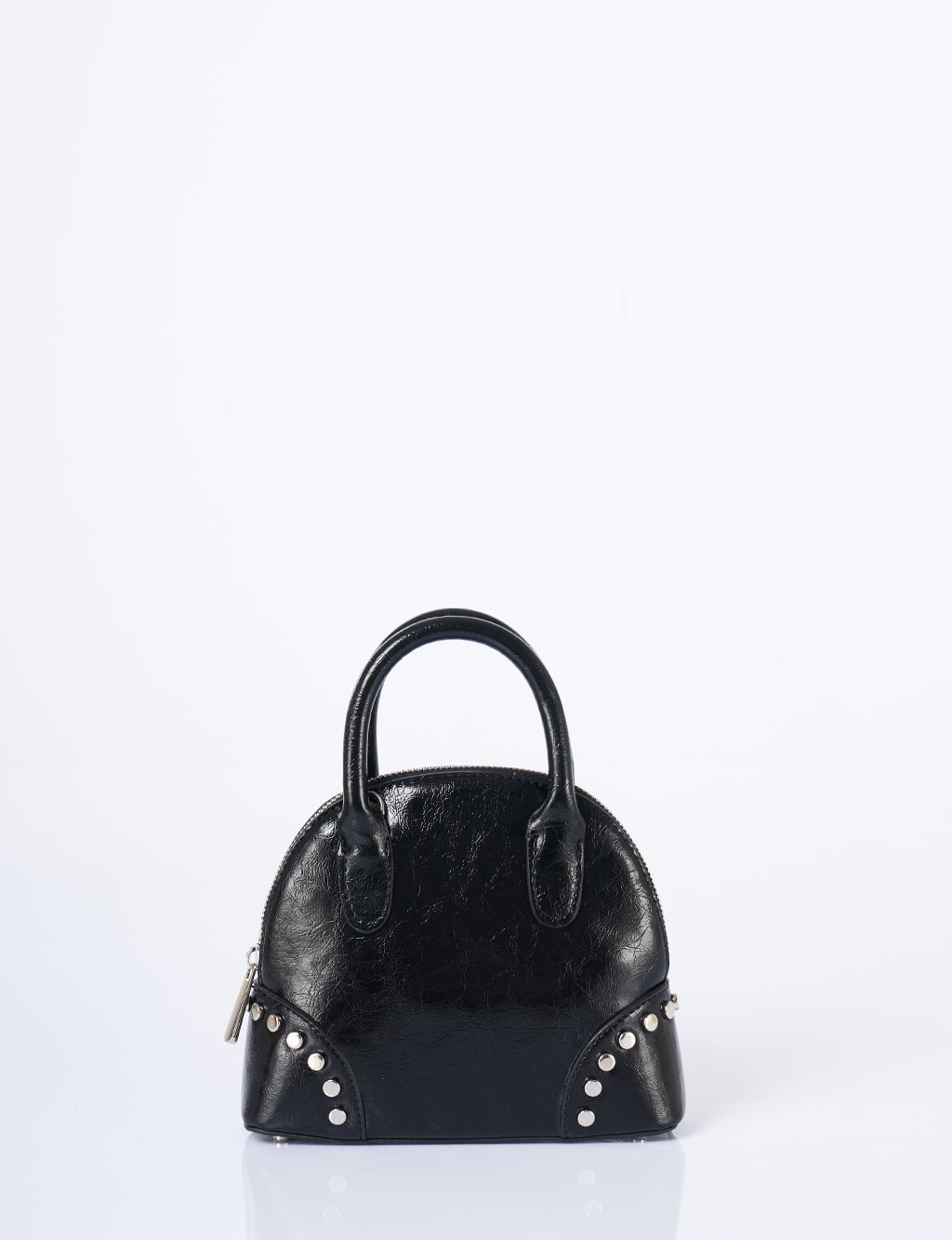 Stud Detailed Mini Faux Leather Handbag Black