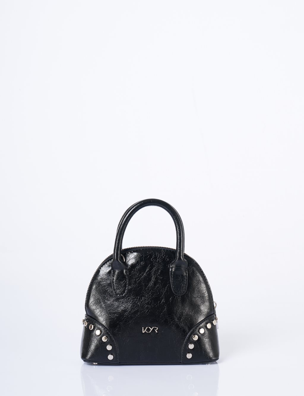 Stud Detailed Mini Faux Leather Handbag Black