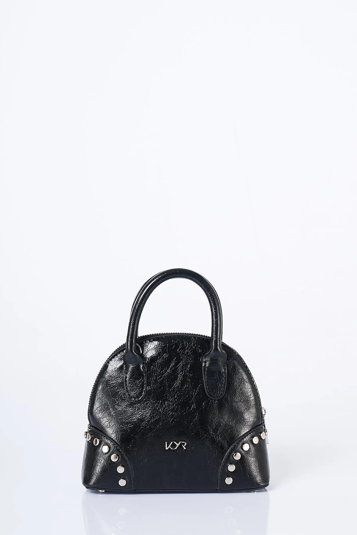 Stud Detailed Mini Faux Leather Handbag Black
