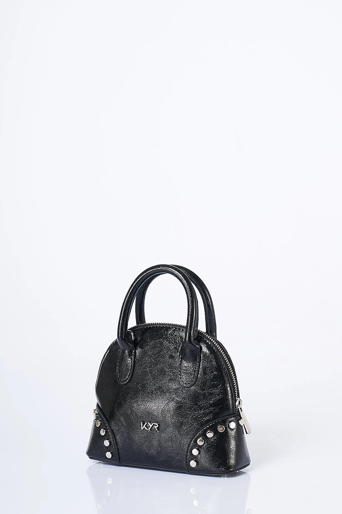 Stud Detailed Mini Faux Leather Handbag Black
