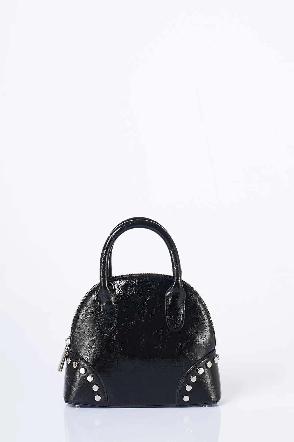 Stud Detailed Mini Faux Leather Handbag Black