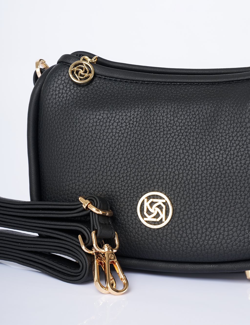 Faux Leather Hobo Bag Black