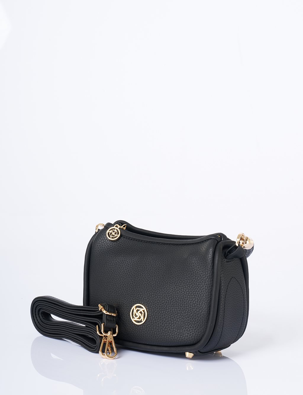 Faux Leather Hobo Bag Black