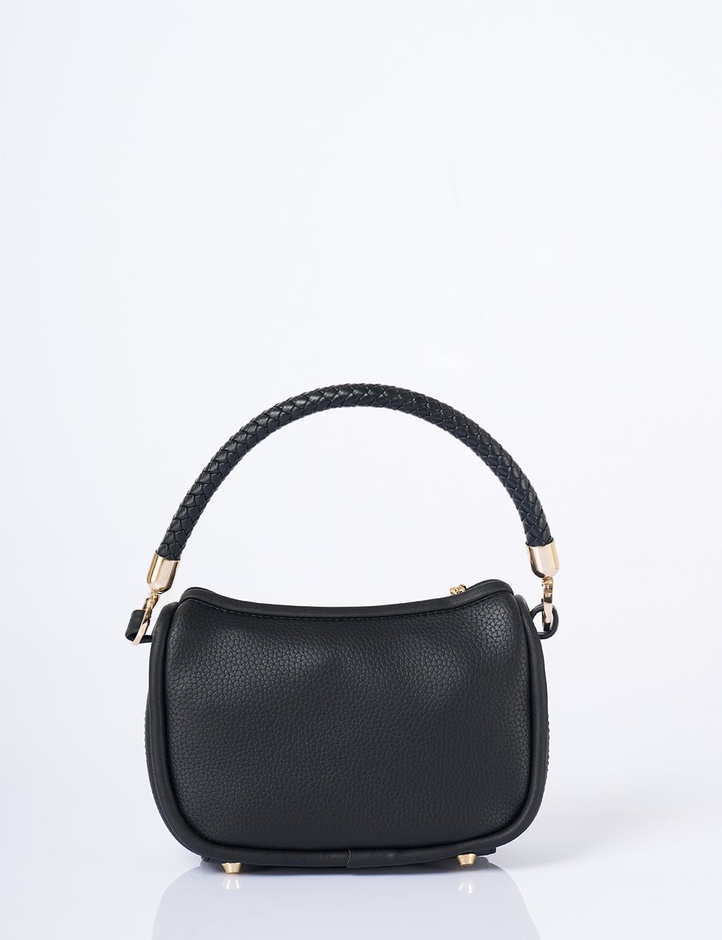 Faux Leather Hobo Bag Black