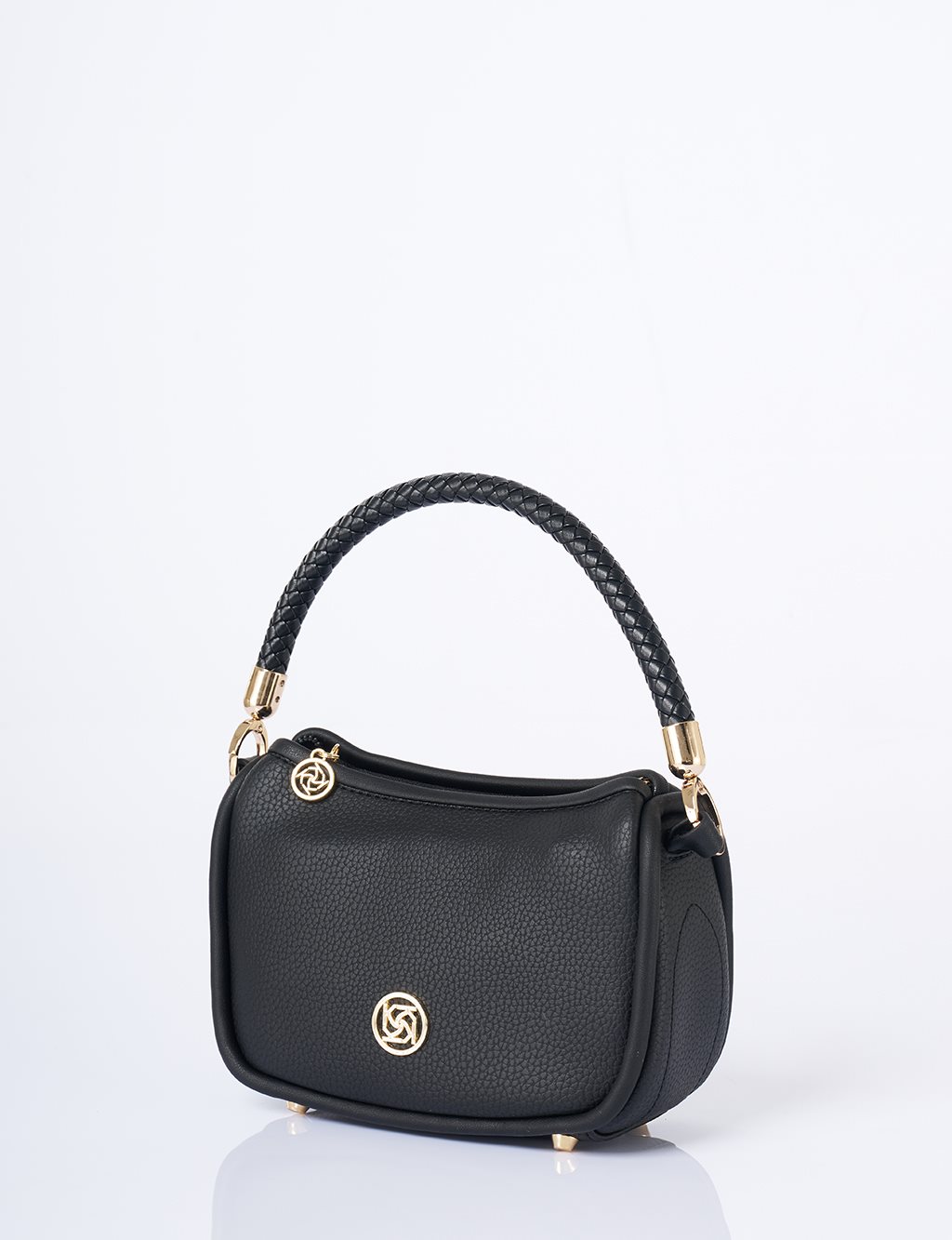 Faux Leather Hobo Bag Black