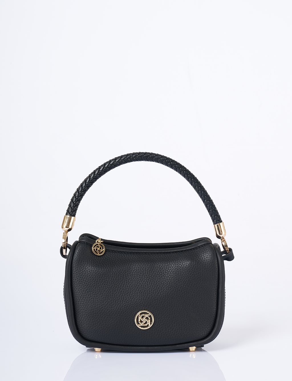 Faux Leather Hobo Bag Black