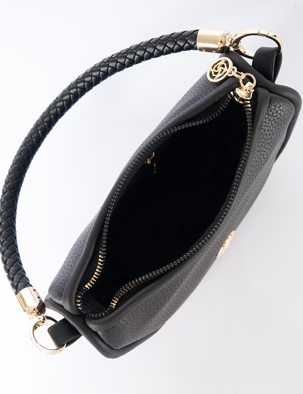 Faux Leather Hobo Bag Black