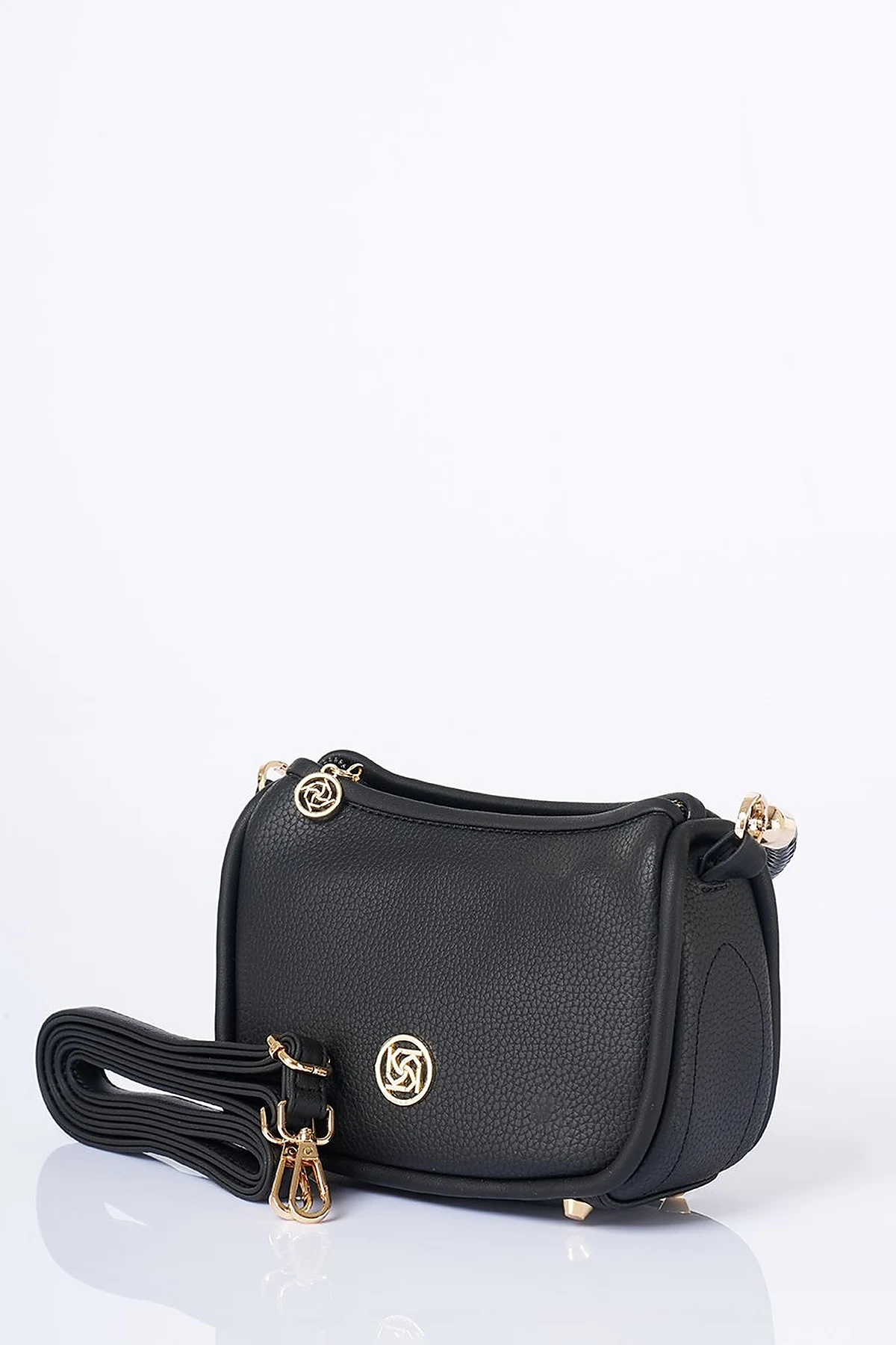 Hobo Bag with Logo Detail Black