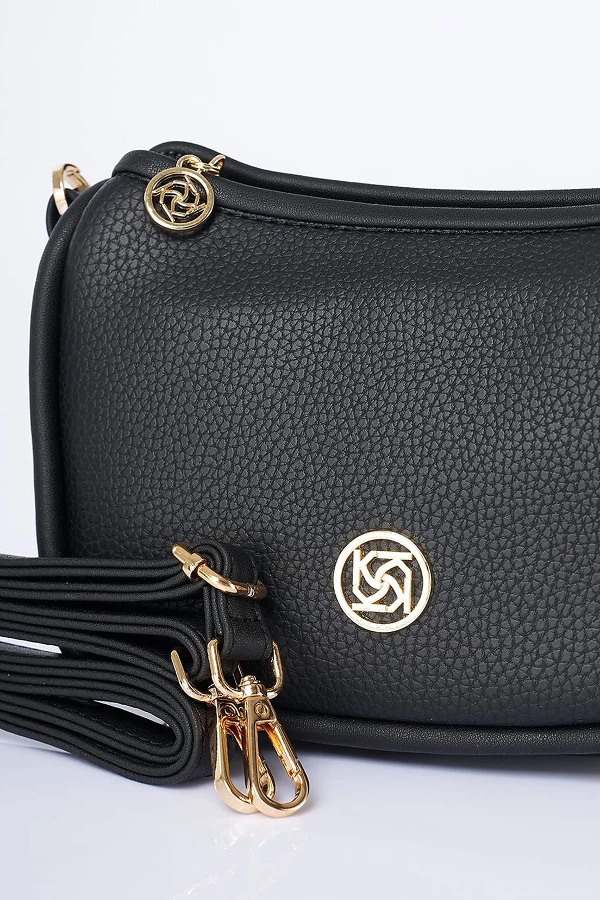 Hobo Bag with Logo Detail Black