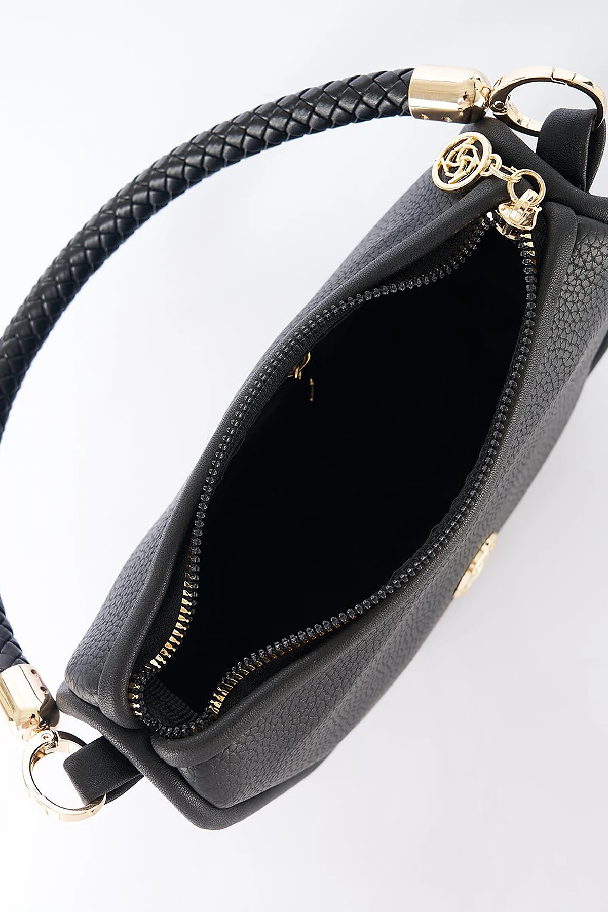 Hobo Bag with Logo Detail Black