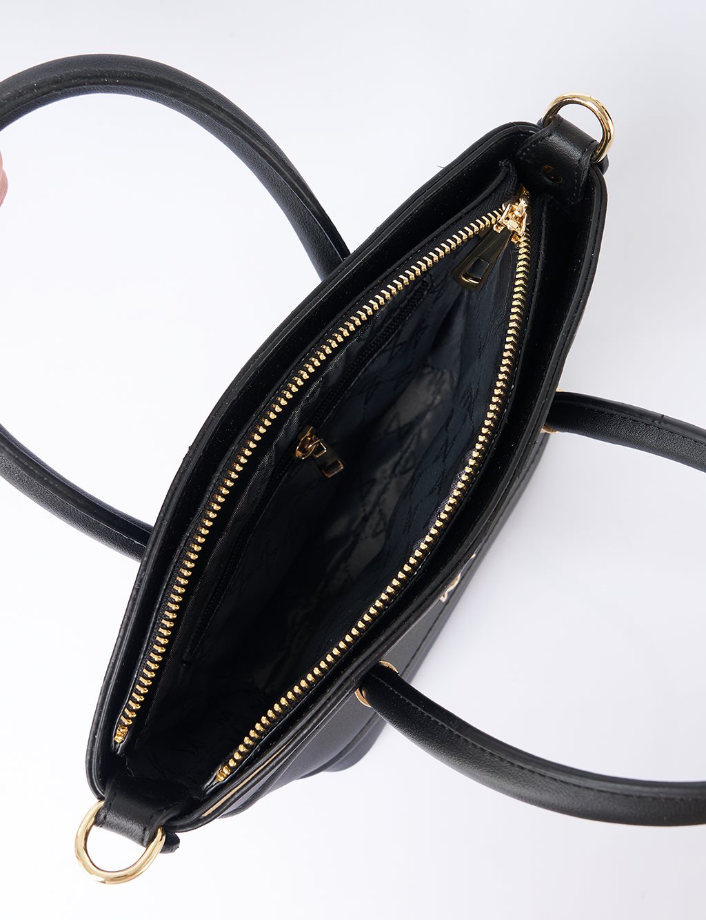 Gold Detaylı Suni Deri Tote Çanta Siyah