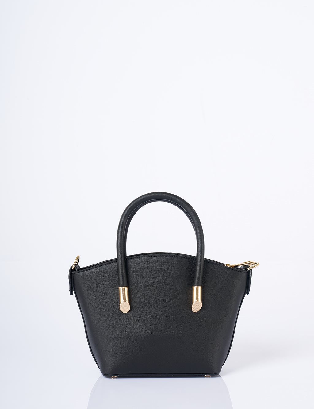 Gold Detaylı Suni Deri Tote Çanta Siyah
