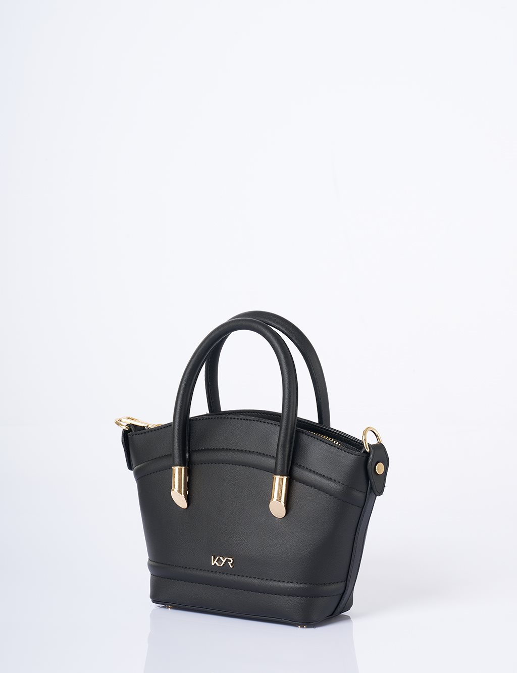 Gold Detaylı Suni Deri Tote Çanta Siyah