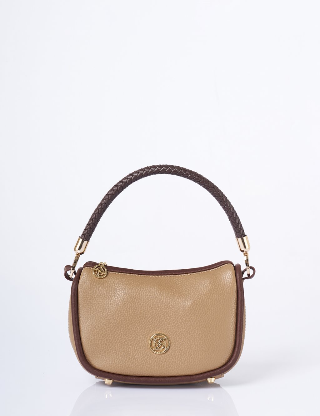 Faux Leather Hobo Bag Taupe