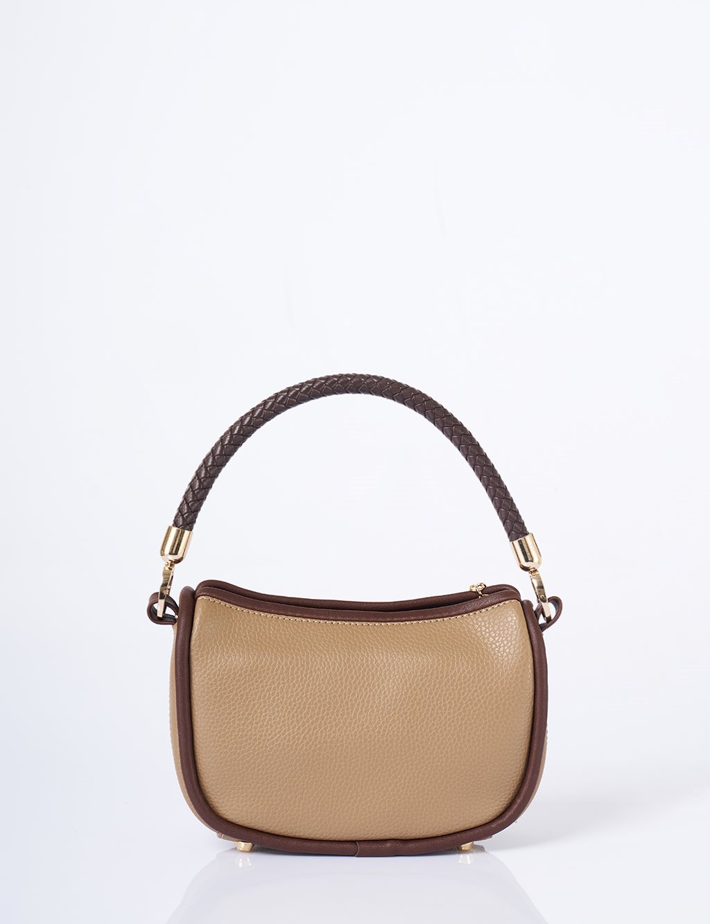 Faux Leather Hobo Bag Taupe