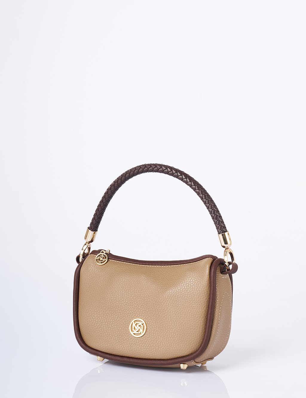 Faux Leather Hobo Bag Taupe