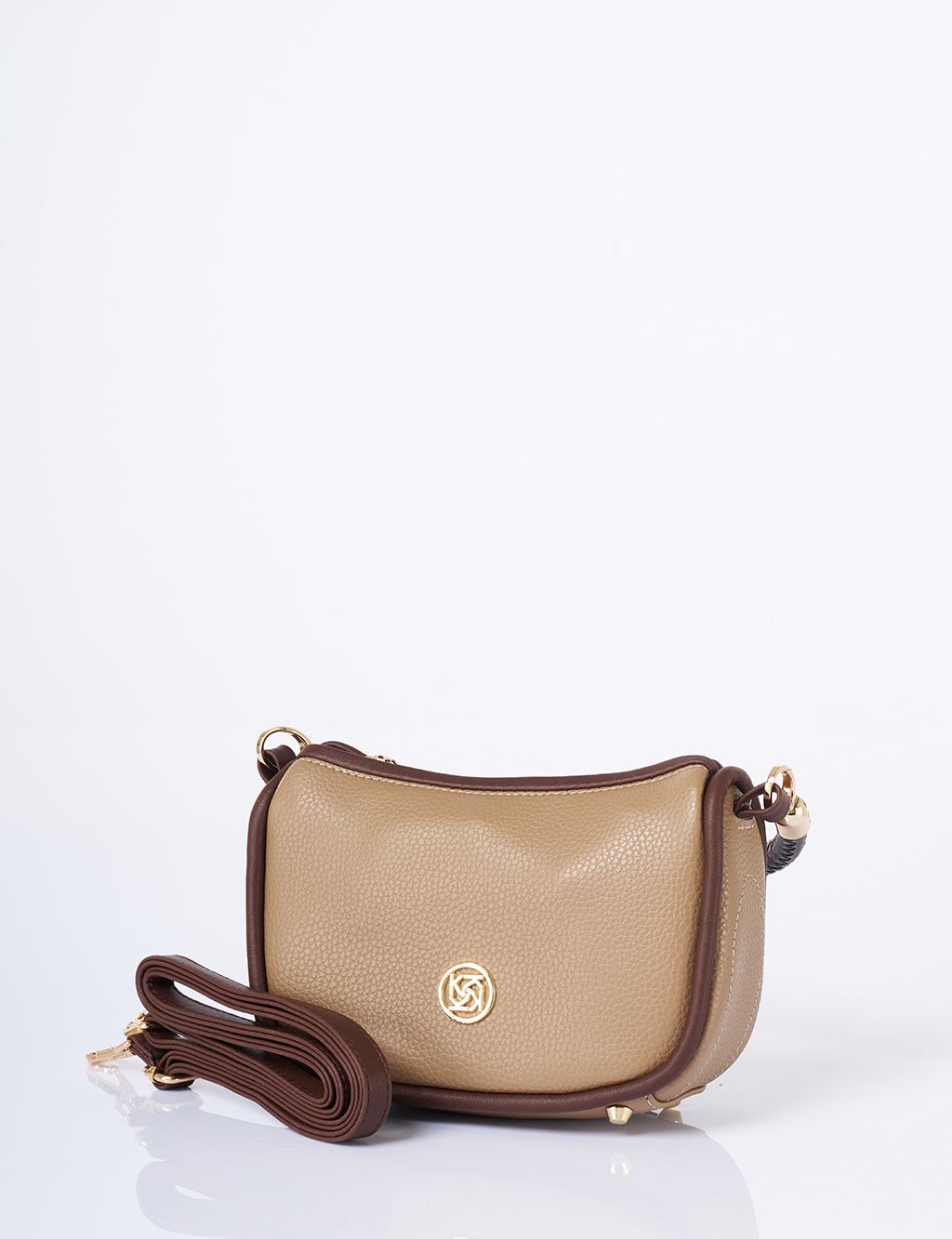 Faux Leather Hobo Bag Taupe