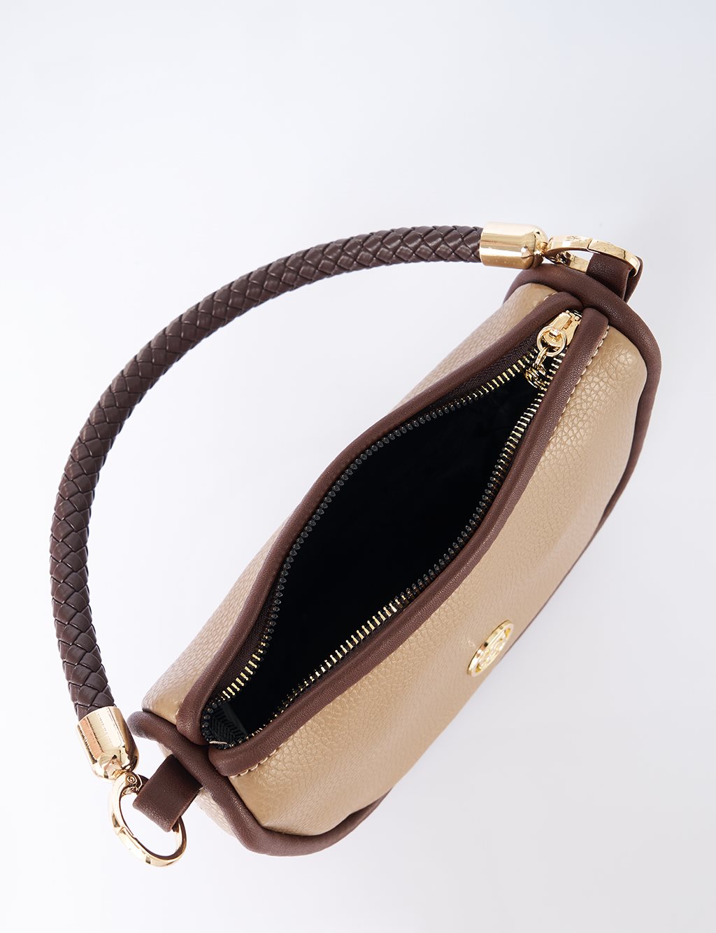 Faux Leather Hobo Bag Taupe