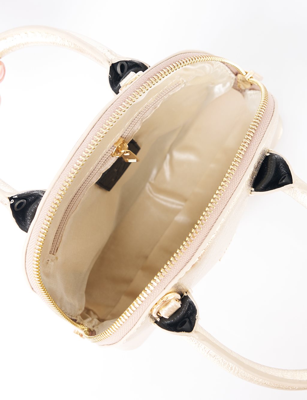 Stud Detailed Mini Faux Leather Handbag Gold