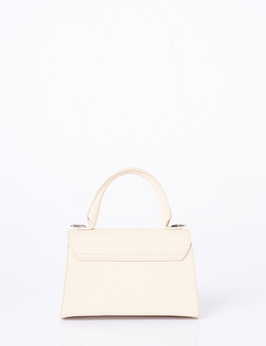 Flap Mini Faux Leather Handbag Cream