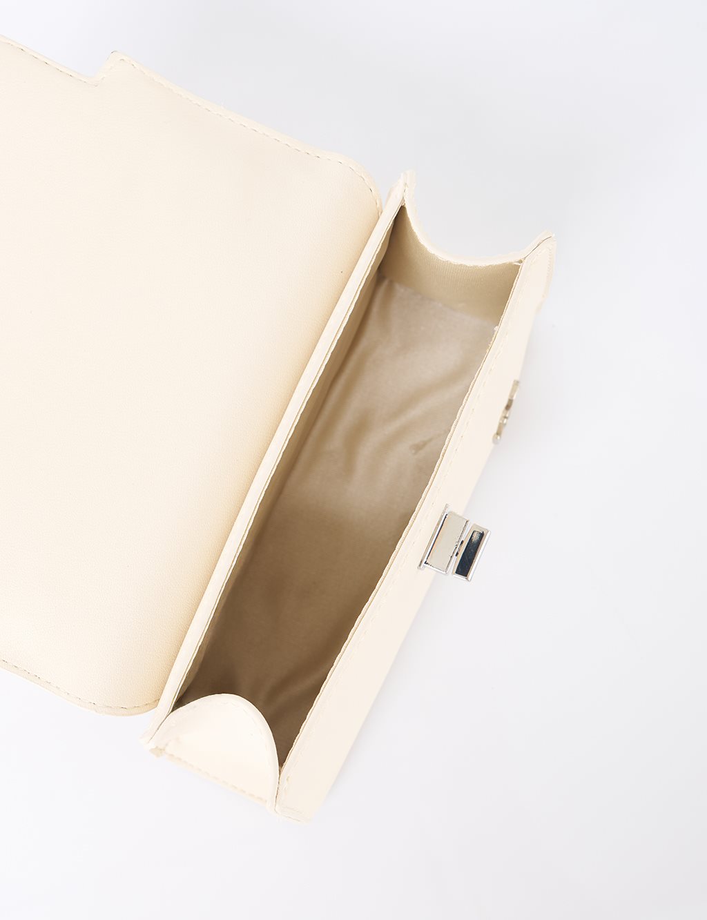 Flap Mini Faux Leather Handbag Cream