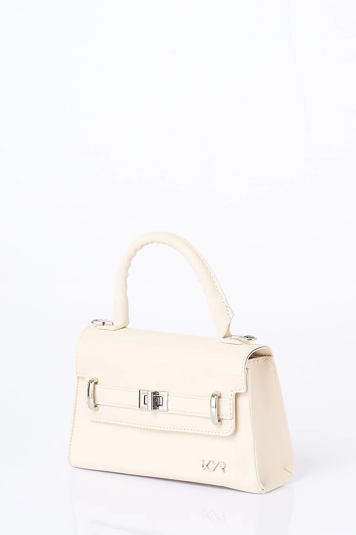 Flap Mini Faux Leather Handbag Cream