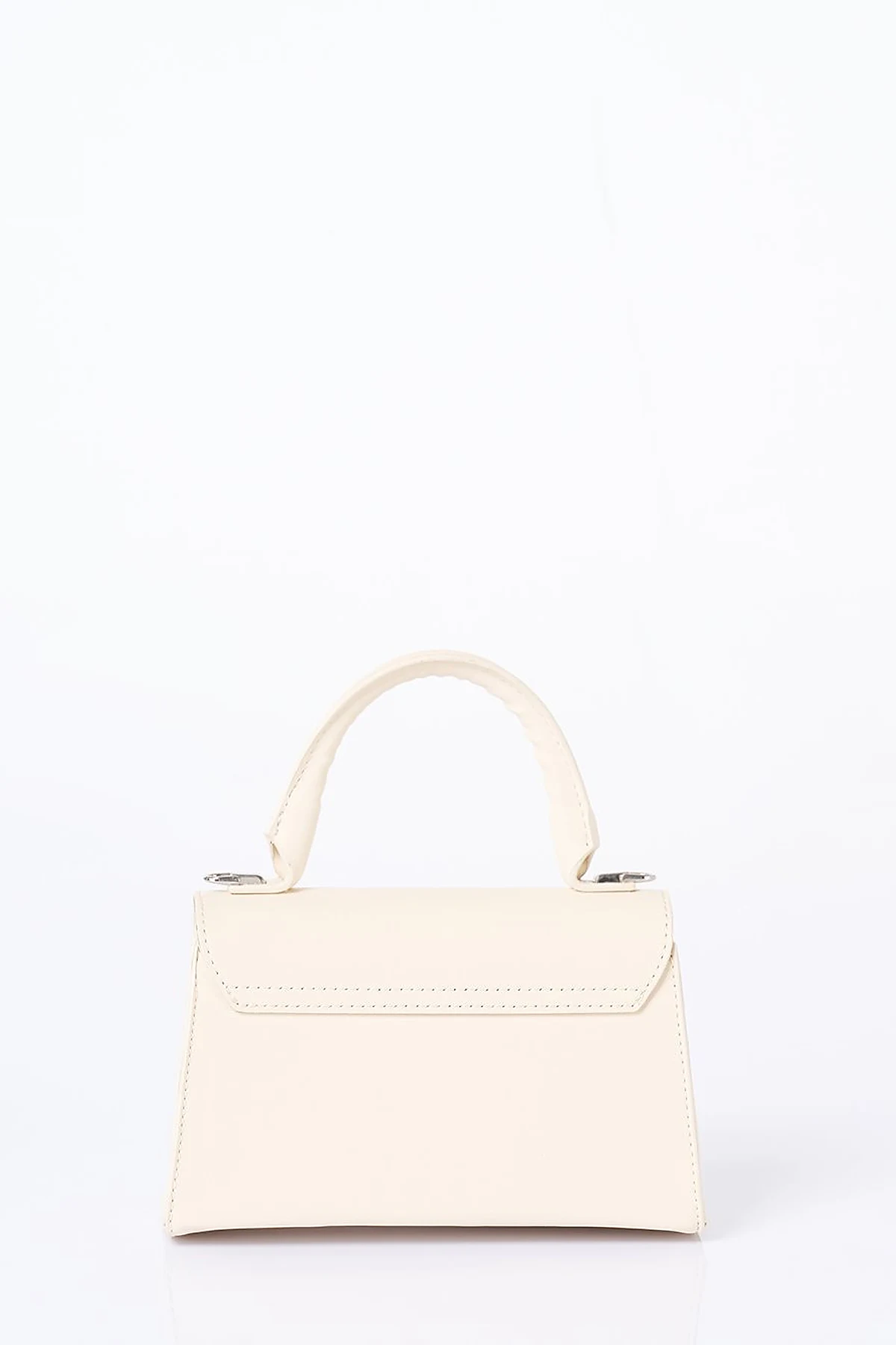 Flap Mini Faux Leather Handbag Cream
