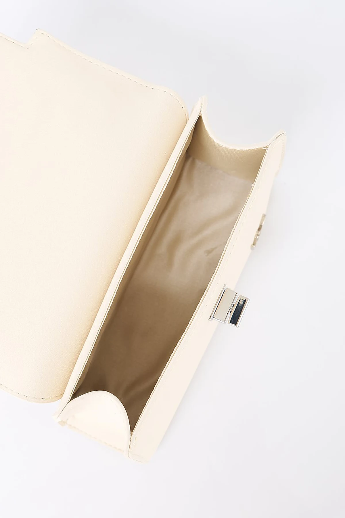 Flap Mini Faux Leather Handbag Cream