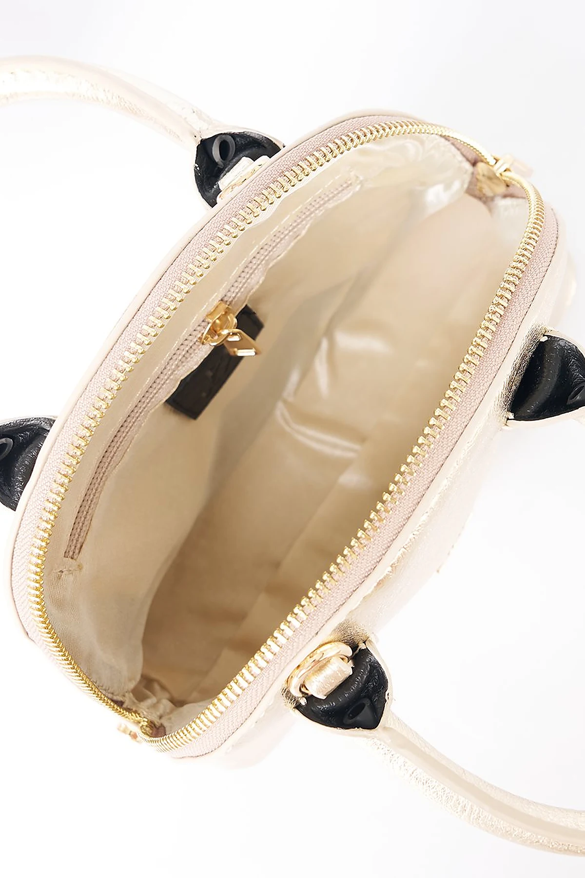 Stud Detailed Mini Faux Leather Handbag Gold