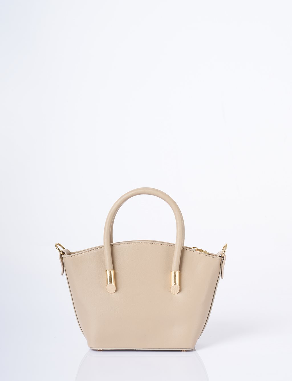 Gold Detaylı Suni Deri Tote Çanta Taş