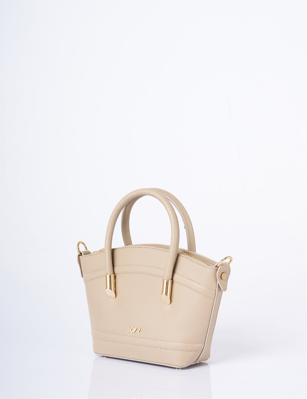 Gold Detaylı Suni Deri Tote Çanta Taş