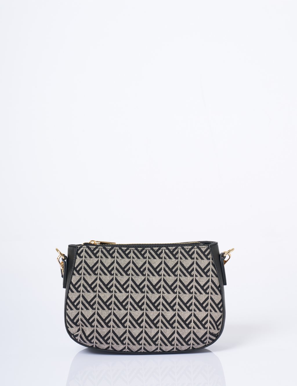 Monogram Pattern Hobo Bag Black