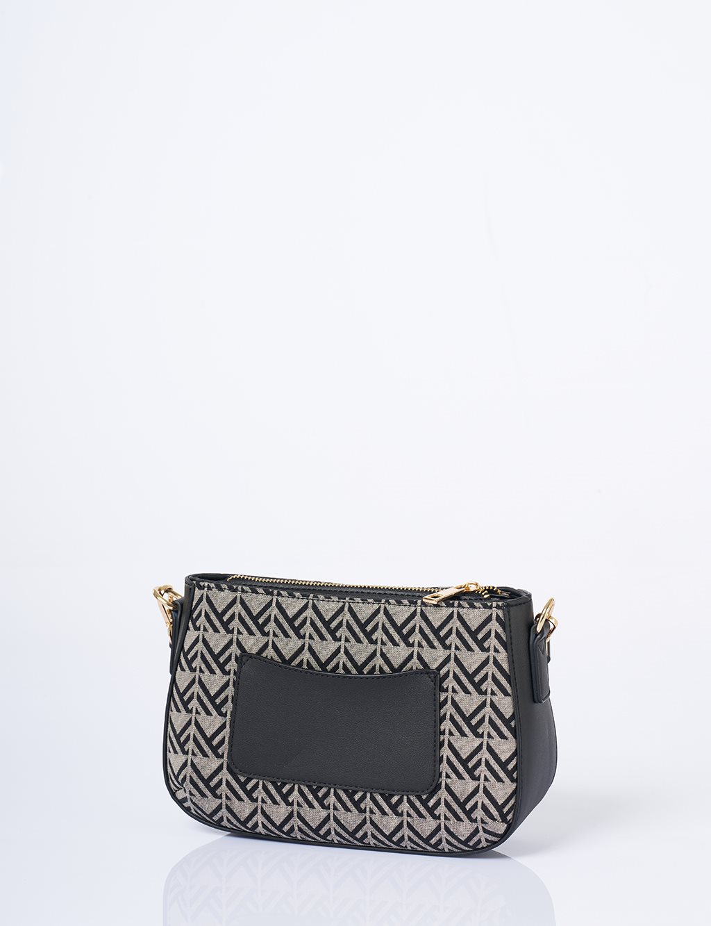 Monogram Pattern Hobo Bag Black